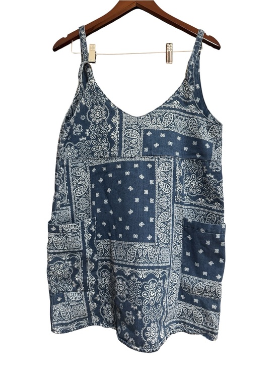 Pull&Bear Pants - Pull & Bear Bandana Print Denim Romper  Size M